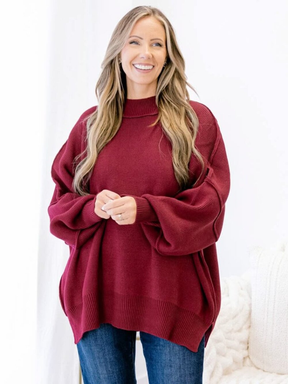 NEW Chic Soul Oversized Slouchy Sweater, Cabernet
